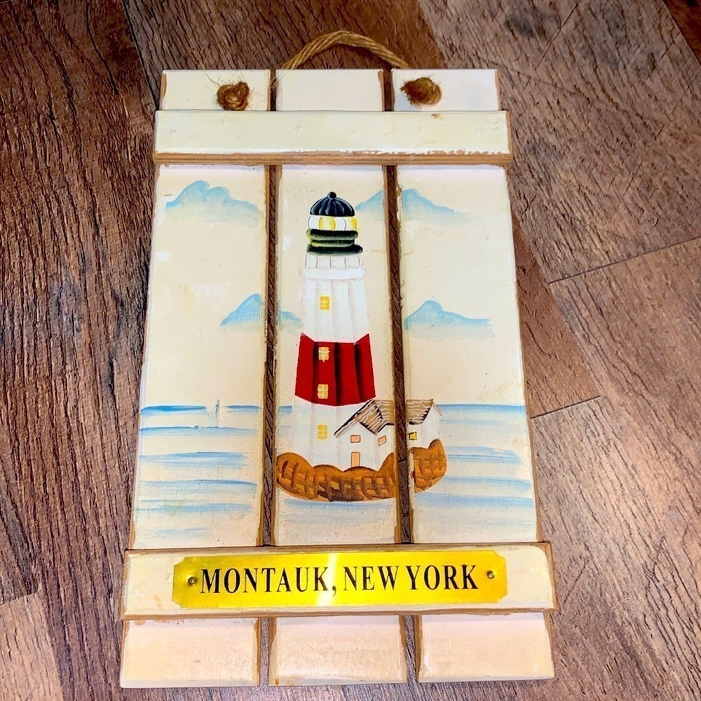 Montauk, New York Lighthouse Wall Decor Vintage 1980s Coastal Nautical Decor